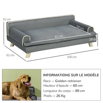 PawHut - Canapé chien design scandinave bois tissu PawHut - Canapé chien design scandinave bois tissu