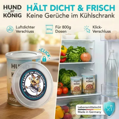 HUND IST KÖNIG Dosendeckel für Tierfutter (3 Stk.), BPA-frei, Made in DE HUND IST KÖNIG Dosendeckel für Tierfutter (3 Stk.), BPA-frei, Made in DE