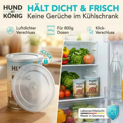 HUND IST KÖNIG Dosendeckel für Tierfutter (3 Stk.), BPA-frei, Made in DE