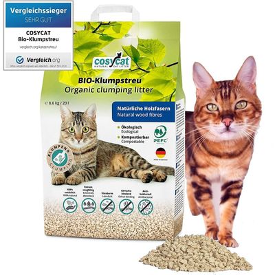 CosyCat Bio-Klumpstreu FEIN aus Holz 100% natürliches Katzenstreu