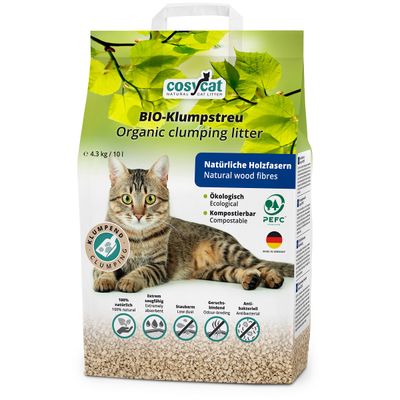CosyCat Bio-Klumpstreu FEIN aus Holz 100% natürliches Katzenstreu