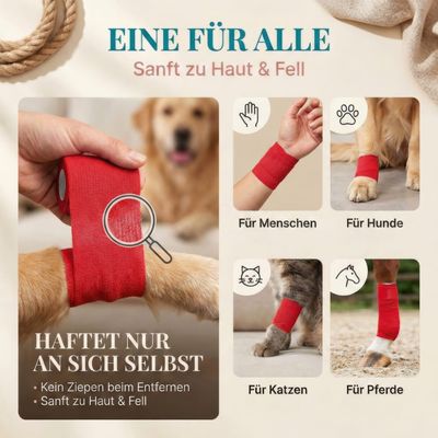 HUND IST KÖNIG selbstklebender Verband, 12 Rollen (4,7m x 5cm) Haftbandage