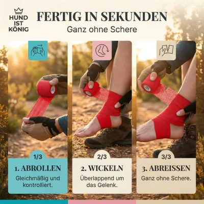 HUND IST KÖNIG selbstklebender Verband, 12 Rollen (4,7m x 5cm) Haftbandage