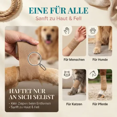HUND IST KÖNIG selbstklebender Verband, 12 Rollen (4,7m x 5cm) Haftbandage