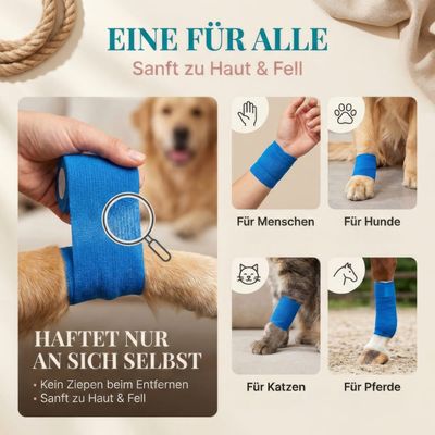 HUND IST KÖNIG selbstklebender Verband, 12 Rollen (4,7m x 10cm) Haftbandage