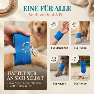 HUND IST KÖNIG selbstklebender Verband, 12 Rollen (4,7m x 5cm) Haftbandage