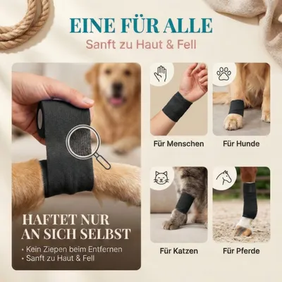 HUND IST KÖNIG selbstklebender Verband, 12 Rollen (4,7m x 10cm) Haftbandage