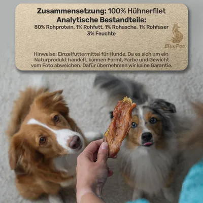 Fleischstreifen Huhn natürlicher Kausnack, Hühnerbrust Streifen getrocknet