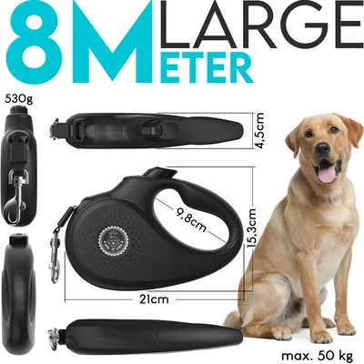 HUND IST KÖNIG Rollleine 8m für kleine & große Hunde, ergonomischer Griff
