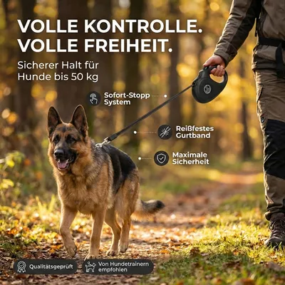 HUND IST KÖNIG Rollleine 8m für kleine & große Hunde, ergonomischer Griff