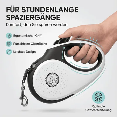 HUND IST KÖNIG Rollleine für kleine & große Hunde, ergonomischer Griff