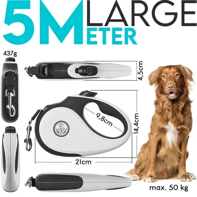 HUND IST KÖNIG Rollleine für kleine & große Hunde, ergonomischer Griff