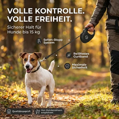 HUND IST KÖNIG Rollleine 5m für kleine & große Hunde, ergonomischer Griff