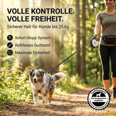 HUND IST KÖNIG Rollleine für kleine & große Hunde, ergonomischer Griff
