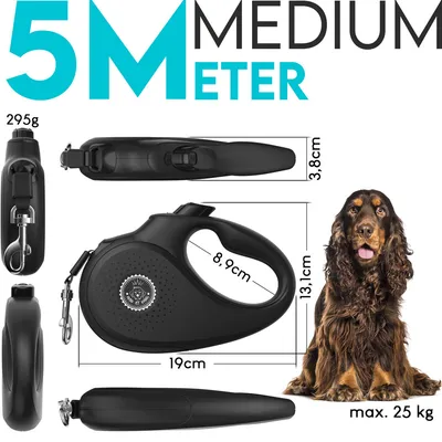 HUND IST KÖNIG Rollleine 5m für kleine & große Hunde, ergonomischer Griff HUND IST KÖNIG Rollleine 5m für kleine & große Hunde, ergonomischer Griff