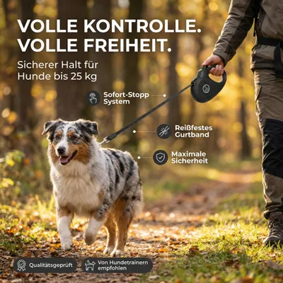 HUND IST KÖNIG Rollleine 5m für kleine & große Hunde, ergonomischer Griff HUND IST KÖNIG Rollleine 5m für kleine & große Hunde, ergonomischer Griff