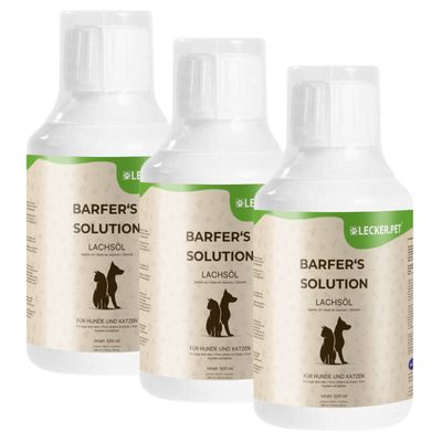 Lecker.Pet Barfer's Solution 100 % Lachsöl für Hunde & Katzen