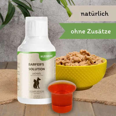 Lecker.Pet Barfer's Solution 100 % Lachsöl für Hunde & Katzen