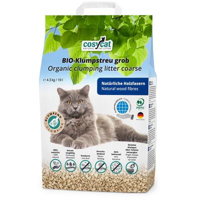 CosyCat Bio-Klumpstreu GROB aus Holz 100% natürliches Katzenstreu