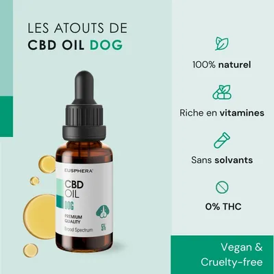 EUSPHERA Huile de CBD pour chien – relaxante et vitaminée, 30 ml