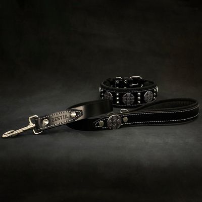 Le collier Maximus de 6,3 cm de large noir & argent