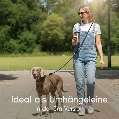 Hundeleine 3m – Freihandleine / Umhängeleine für mittelgroße & große Hunde