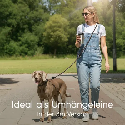 Hundeleine 3m – Freihandleine / Umhängeleine für mittelgroße & große Hunde