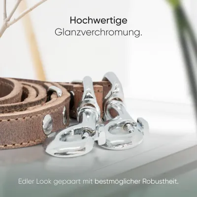 Freudentier Hundeleine aus Leder 2m, verstellbar