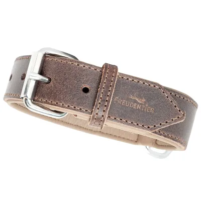 Freudentier Hundehalsband gepolstert aus Leder, Made in EU