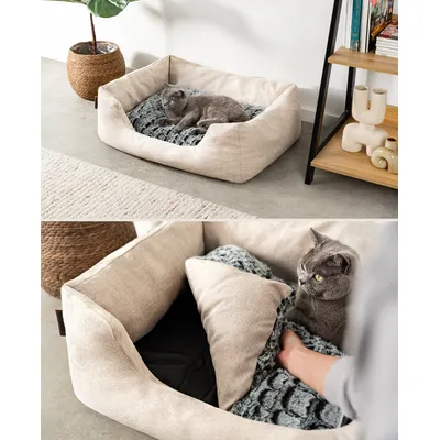lionto panier pour chat avec coussin réversible et entrée basse lionto panier pour chat avec coussin réversible et entrée basse