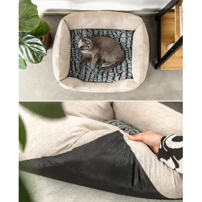 lionto panier pour chat avec coussin réversible et entrée basse lionto panier pour chat avec coussin réversible et entrée basse