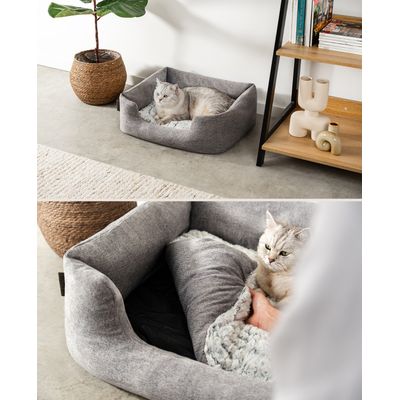 lionto panier pour chat avec coussin réversible et entrée basse