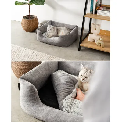 lionto panier pour chat avec coussin réversible et entrée basse lionto panier pour chat avec coussin réversible et entrée basse