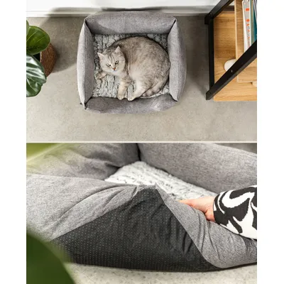 lionto panier pour chat avec coussin réversible et entrée basse lionto panier pour chat avec coussin réversible et entrée basse