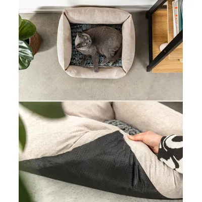 lionto panier pour chat avec coussin réversible et entrée basse lionto panier pour chat avec coussin réversible et entrée basse