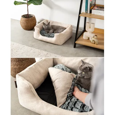 lionto panier pour chat avec coussin réversible et entrée basse lionto panier pour chat avec coussin réversible et entrée basse