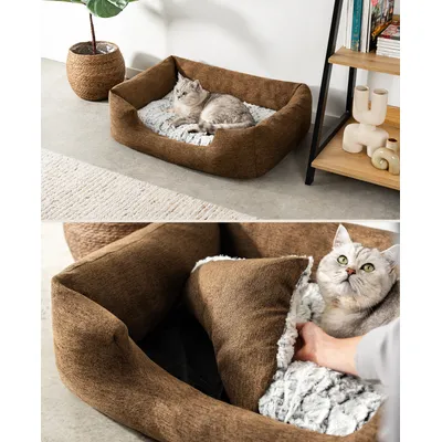lionto panier pour chat avec coussin réversible et entrée basse lionto panier pour chat avec coussin réversible et entrée basse