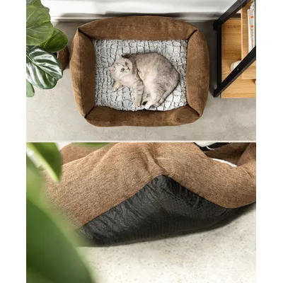 lionto panier pour chat avec coussin réversible et entrée basse lionto panier pour chat avec coussin réversible et entrée basse