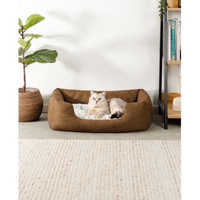 lionto panier pour chat avec coussin réversible et entrée basse