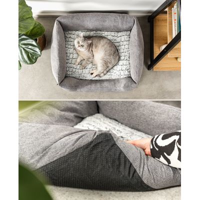 lionto panier pour chat avec coussin réversible et entrée basse