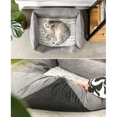 lionto panier pour chat avec coussin réversible et entrée basse lionto panier pour chat avec coussin réversible et entrée basse