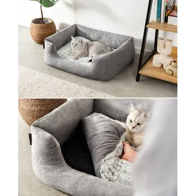 lionto panier pour chat avec coussin réversible et entrée basse lionto panier pour chat avec coussin réversible et entrée basse