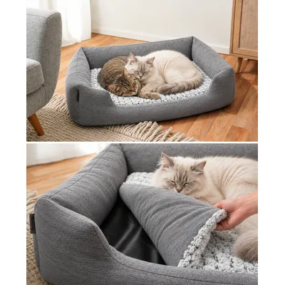 lionto panier pour chat avec coussin réversible et entrée basse
