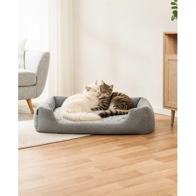 lionto panier pour chat avec coussin réversible et entrée basse