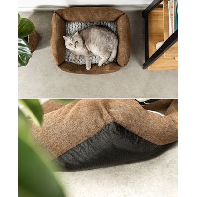 lionto panier pour chat avec coussin réversible et entrée basse
