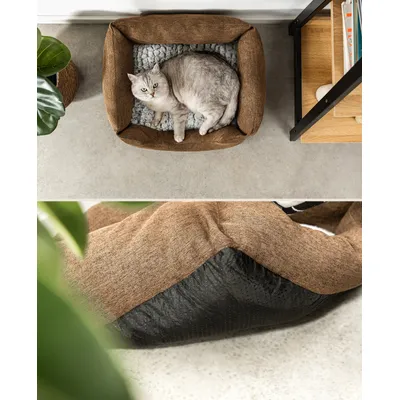 lionto panier pour chat avec coussin réversible et entrée basse lionto panier pour chat avec coussin réversible et entrée basse