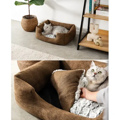 lionto panier pour chat avec coussin réversible et entrée basse lionto panier pour chat avec coussin réversible et entrée basse