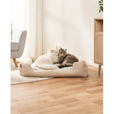 lionto panier pour chat avec coussin réversible et entrée basse lionto panier pour chat avec coussin réversible et entrée basse