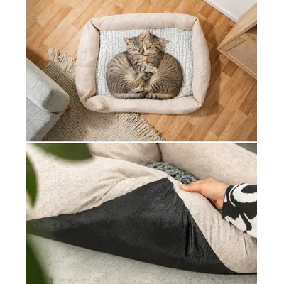 lionto panier pour chat avec coussin réversible et entrée basse lionto panier pour chat avec coussin réversible et entrée basse