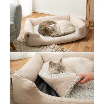 lionto panier pour chat avec coussin réversible et entrée basse lionto panier pour chat avec coussin réversible et entrée basse